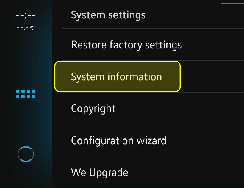 Infotainment-Systems Einstellungen