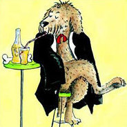 Hund Bello wird zu Herr Bello, als er von einem blauen Wunderdüngemittel trinkt