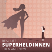 Then and now - Real Life Superheldinnen-Logo